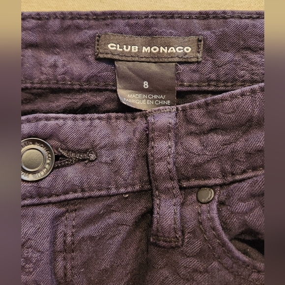 Club Monaco Black Floral Brocade Jeans Pants sz 8 Preppy Flower lace - Picture 4 of 8